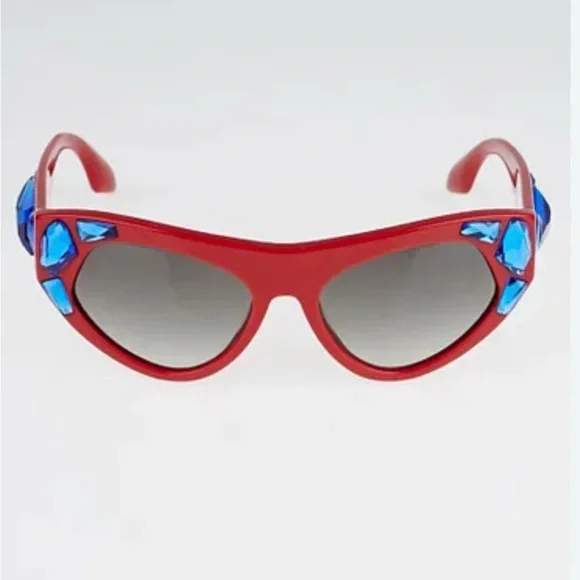 Prada 21QS Voice Sunglasses Red with Blue Crystals A PAIR OF RED SUNGLASSES, PRADA, CIRCA 2015 | Christie main image 4